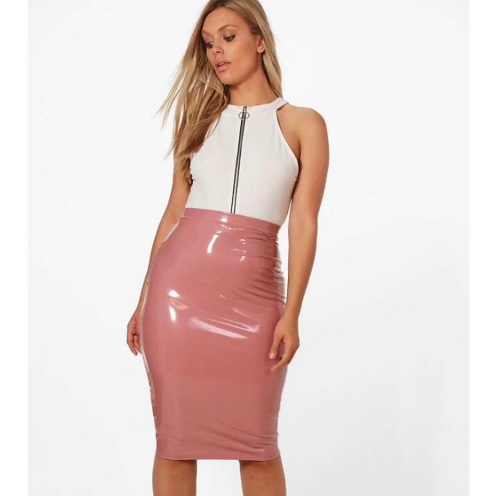 Plus Lauren High Shine Midi Skirt